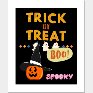 Happy Halloween Trick or Treat Witch Pumpkin Skull Spooky Posters and Art